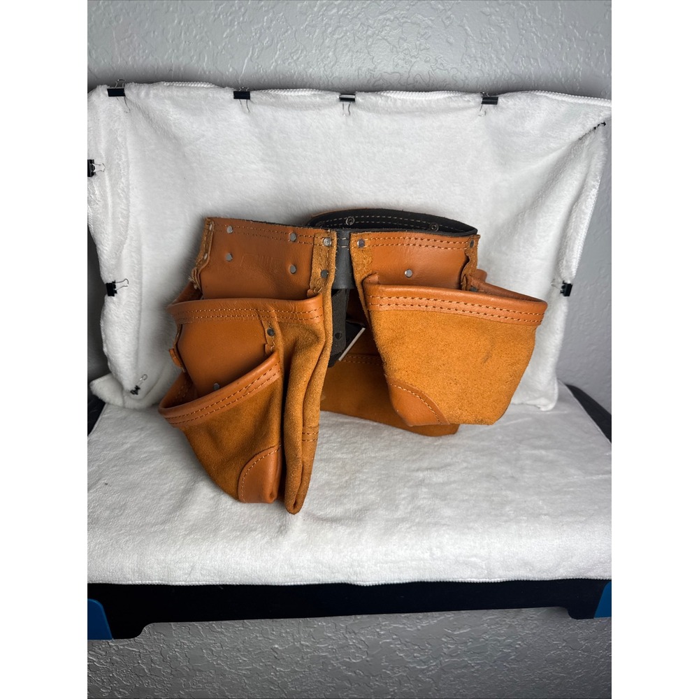 Split-Leather AWP Tool Belt Combo Mens Adjustable Tan Excellent